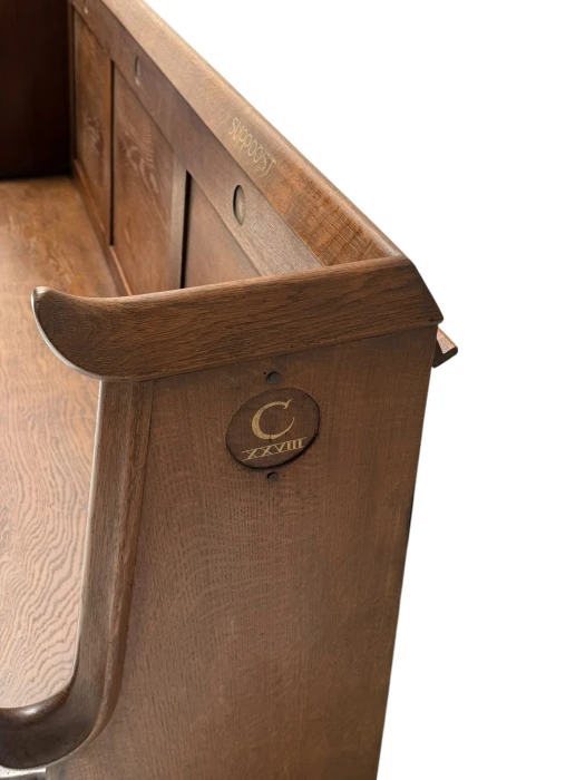 Willem Penaat Art Deco Three-Seat Bench, Solid Oak, 1920s